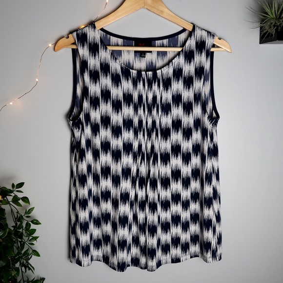 Soft Checkered White & Blue Tank Blouse - Picture 1 of 6